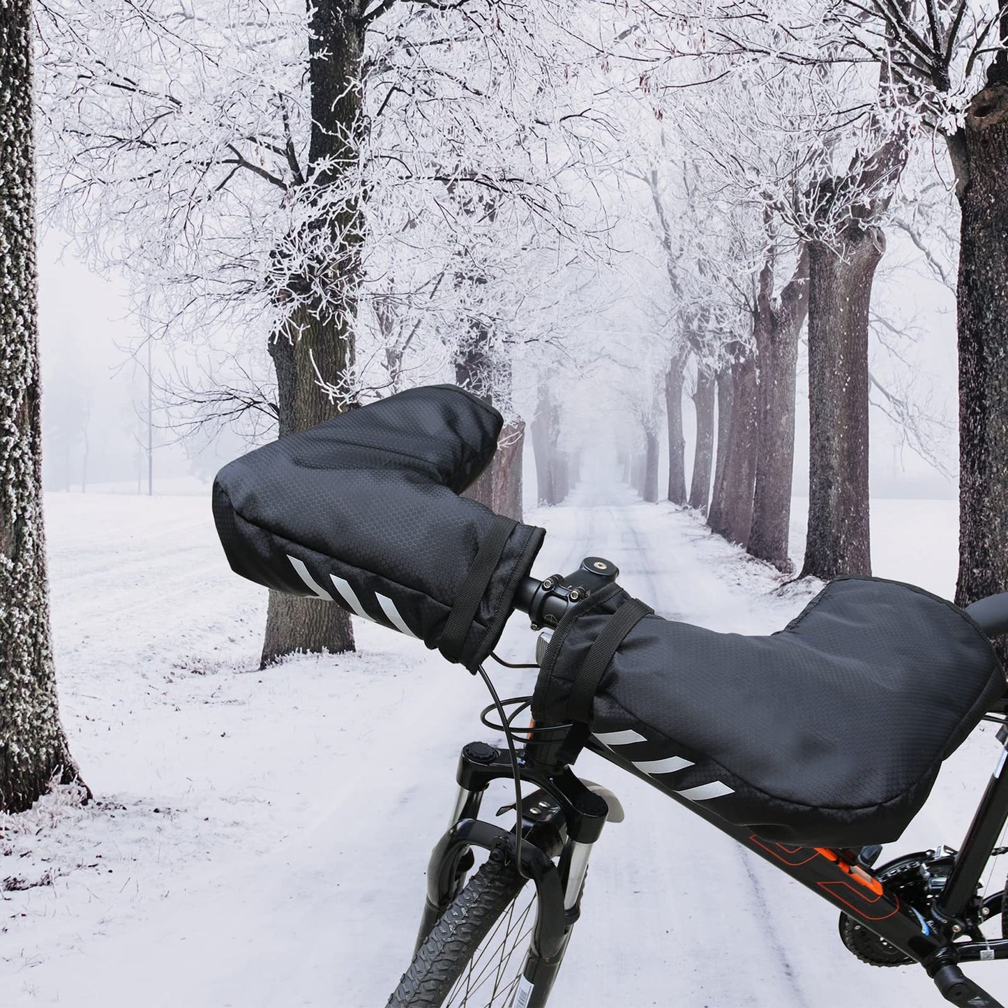 Outdoor Cycling Gloves with Reflective Tape - Warm Winter Bike Gloves