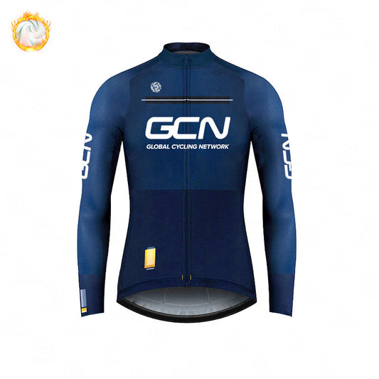 GCN Fleece Long Sleeve Cycling Jersey - Winter Thermal Running Jersey