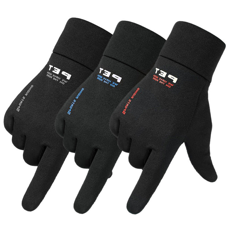 Winter Men's Cycling Gloves - Split Finger Design with Polyester & Milk Silk