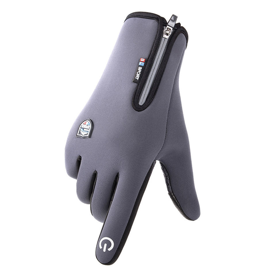 Premium Leather Velvet Cycling Gloves - Touchscreen Compatible Winter Sports Gloves