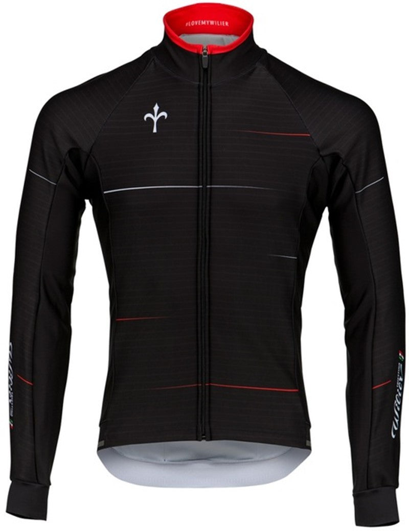 Red & Black Cycling Jersey – Long Sleeve, Geometric Design & Performance Fit