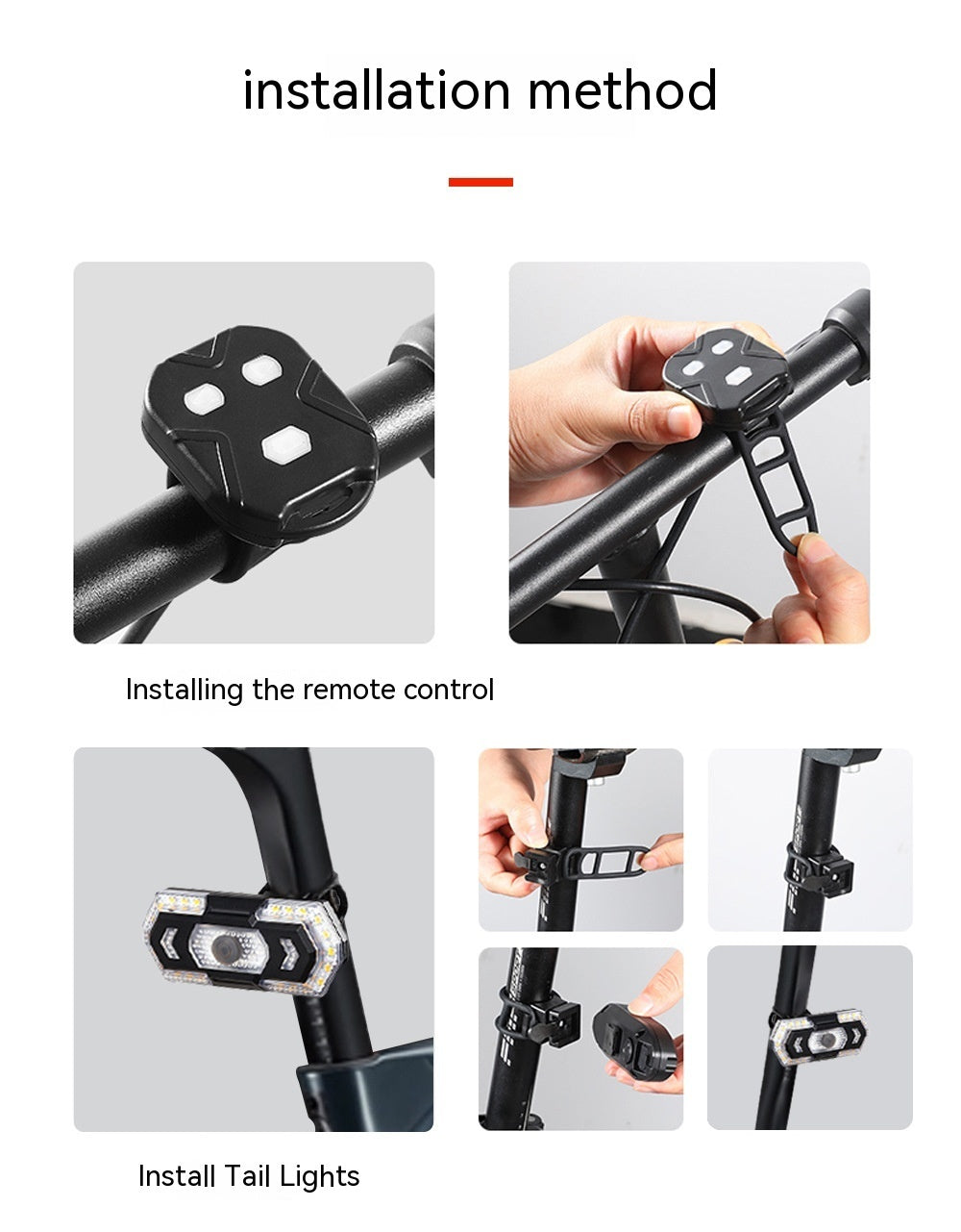 Smart LED Bicycle Tail Light - IPX4 Waterproof with Directional Indicators