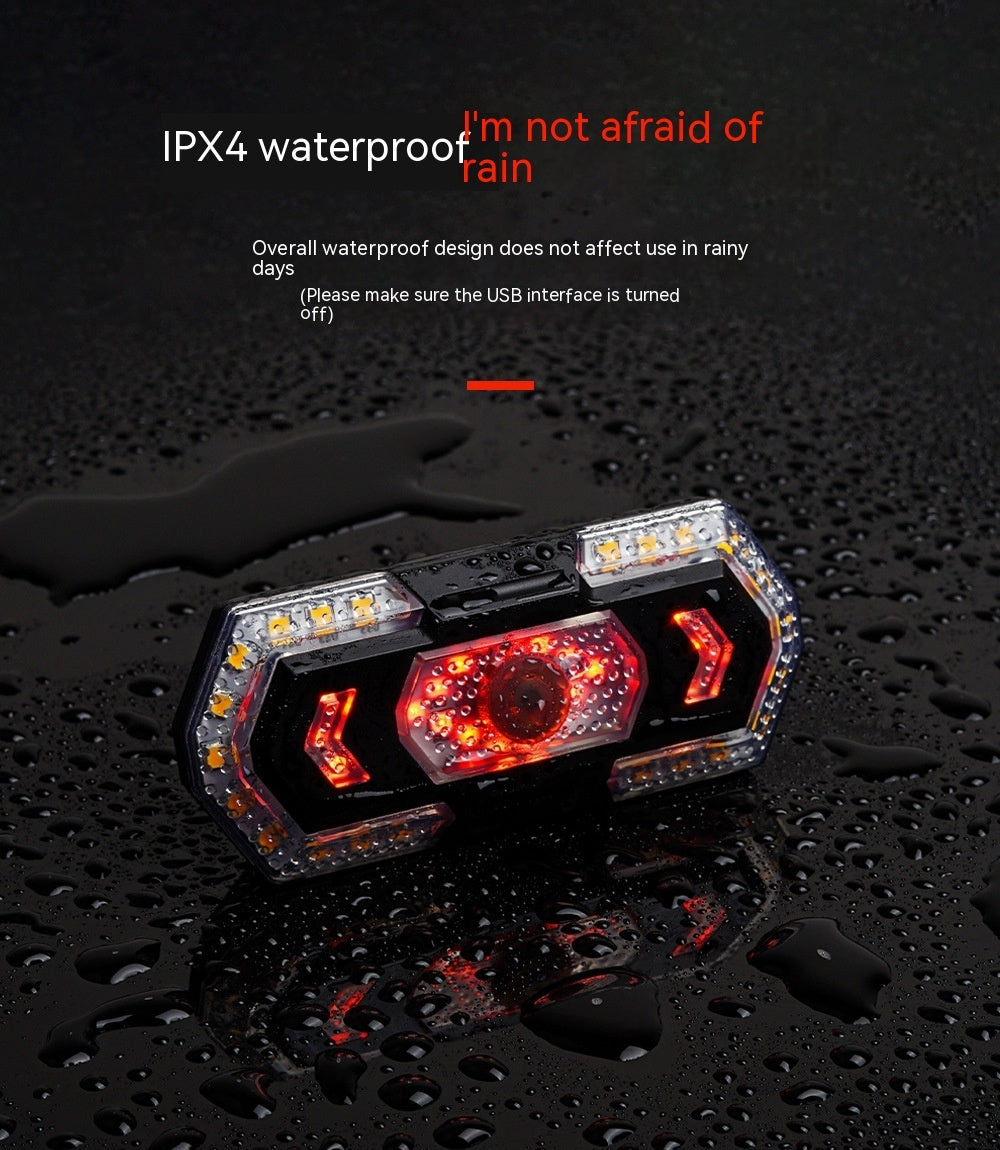LED light device with water droplets on a dark background, highlighting IPX4 waterproof feature.