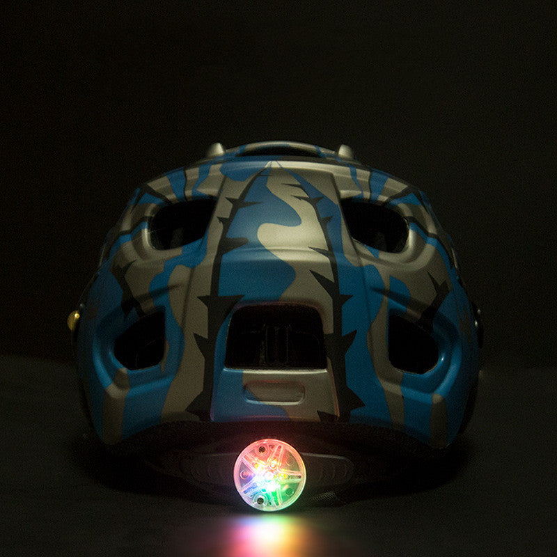 Mountain Bike Helmet - Camouflage MTB Safety Gear with LED Light
