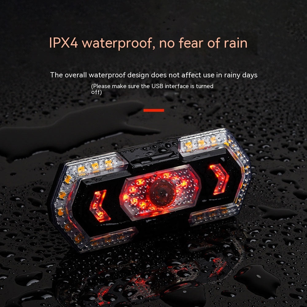 Waterproof LED Bicycle Tail Light – IPX4 Rated with Directional Indicators & USB Charging
