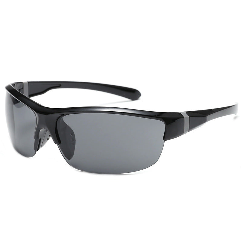 Sport Wraparound Cycling Sunglasses – Black Frame, Dark Lenses