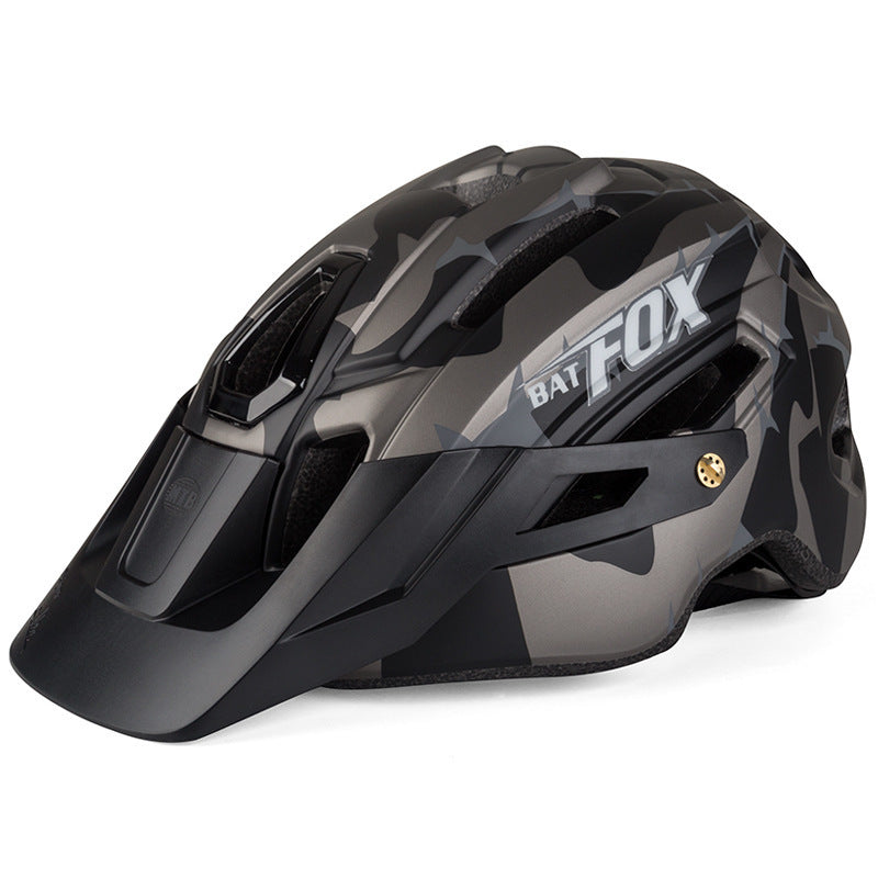 BAT FOX MTB Helmet – Camouflage Design with Rear Light, Visor & Ventilation  Adjustable Fit
