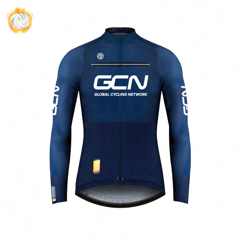 GCN Fleece Long Sleeve Cycling Jersey - Winter Thermal Running Jersey